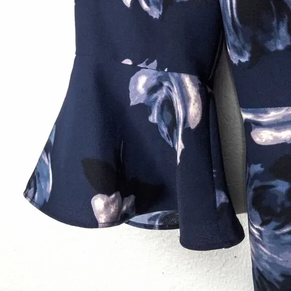 Kate Spade Night Rose Bell Sleeve Dress Size 0 Blue Romantic Botanical - Picture 6 of 11